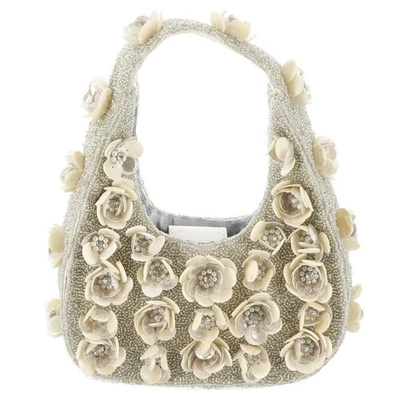 Hobo pequeño con cuentas Betsey Johnson marfil Foto 1 de 2