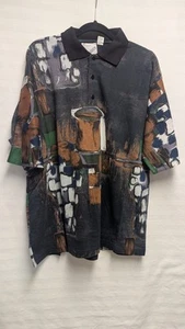 Goouch Neu Herren LARGE Abstrakt Kurzarm Hemd Baumwolle Viskose 90er Freizeit L - Bild 1 von 9