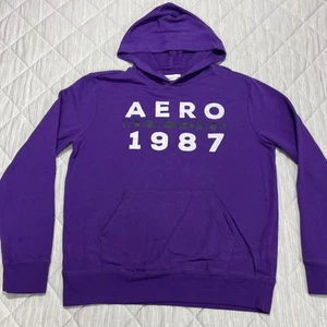 Aeropostale Hoodie Sweatshirt Womens Large Purple Soft Hooded Sweater Stained - Picture 1 of 16
