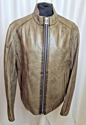 Chaqueta Hugo Boss Para Hombre Vintage Cuero Nativo Cremallera Talla Grande C5139 Foto 1 de 4