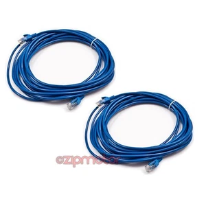2X 50FT CAT5 CAT5E RJ-45 ETHERNET LAN NETWORK PATCH CABLE BLUE MODEM PS3 XBOX - Bild 1 von 1