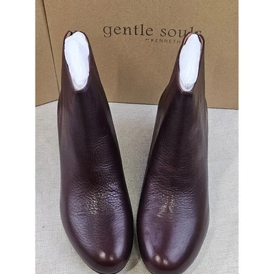 Botas al tobillo Gentle Souls de Kenneth Cole Vicki Merlot de cuero con cuña para mujer 6,5 Foto 1 de 4