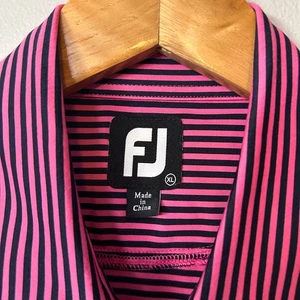FootJoy Golf Polo Shirt Mens XL Pink Black Striped Short Sleeve Performance - Picture 1 of 7
