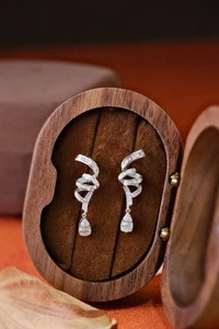 18K White Gold Diamond Drop Earrings - 0.60ct Natural Diamonds - Picture 1 of 10