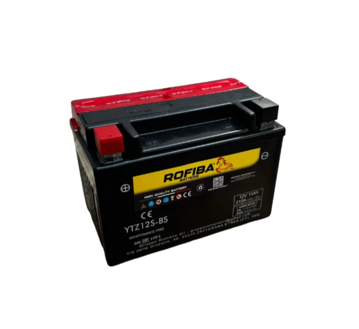 Batteria Moto Rofiba YTZ12S-BS 12V 11Ah AGM = Yuasa YTZ12S (150x87x110mm) PRONTA
