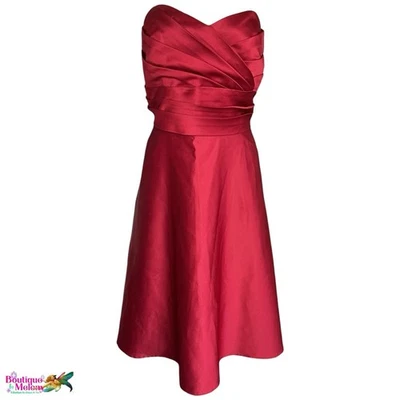 Платье Alfred Angelo красное без бретелек размер 14 лиф с рюшами - Изображение 1 из 4