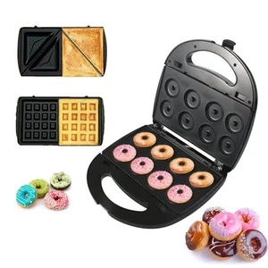 Donut Maker 3 in 1 Electric Waffles Sandwich Machine Panini Press Grill Iron Set - Picture 1 of 7