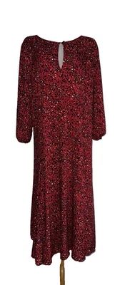 CAROLINE CHARLES DRESS RED YELLOW BLACK ROUND NECK LONG SLEEVE LINED SIZE 18 NEW - Image 1 of 4