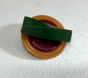 Vintage Art Deco Geometric Button Bakelite and or Galalith Plastics 1.5” Round - Picture 1 of 5