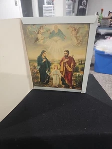 Antiguo estampado religioso de la Sagrada Familia Jesús María José - Imagen 1 de 4