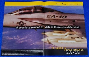 2002 RAYTHEON/BOEING ORIGINAL 2 PAGE PRINT AD SUPER HORNET EA-18 U.S. NAVY - Picture 1 of 1