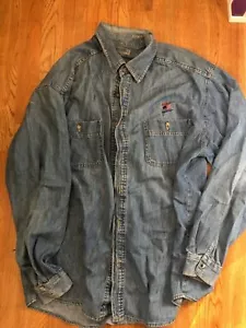 Vintage Guess Georges Marciano Denim Button Up Langarm Hemd USA Flagge Gr. L - Bild 1 von 4