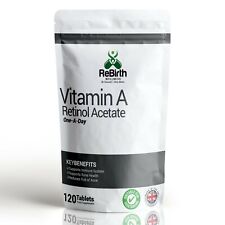 Vitamin A 5,000IU- 120 Tablets - Natural Form as Retinol Acetate - Skin, Vision