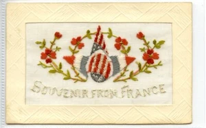 (Klj5436) Hand Embroidered WWI Silk Postcard, Souvenir From France, c1914-1918 - Picture 1 of 4