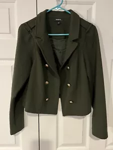 Torrid Olive Green Rib Premium Ponte Crop Military Jacket Size 0 - Picture 1 of 6