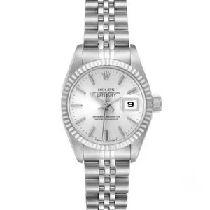 Rolex Datejust Ladies' SS & 18kt WG Jubilee Bracelet Silver Index Dial 69174 - Picture 1 of 6