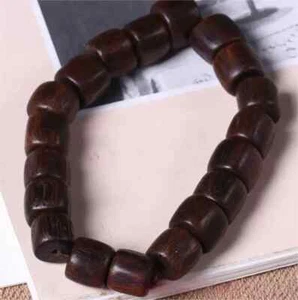 12mm Natural Indonesia Agarwood Bracelets Buddhist Prayer Beads Bring Good Luck - Picture 1 of 9