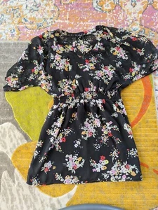 Damen Kleid - schwarz Blumen Express Größe M süß Boho Chic - Bild 1 von 5