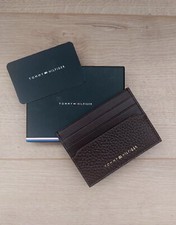 Tommy Hilfiger Premium Leather Credit Card Holder Case Wallet Brown Gift Box UK