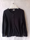 J Crew The Clare Cardigan Sweater Womens M L Black 100% Cotton Knit Button Up