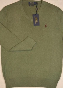 Polo Ralph Lauren Sweater Pima Cotton VNeck Lovette Heather Green S New $99 - Picture 1 of 3