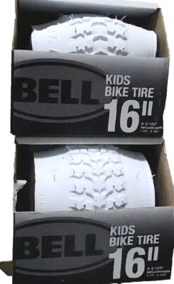 Lot of 2 New Bell 7091033 Kids Bicycle Bike Tire 16" x 1.75 - 2.25" White 35PSI - Image 1 of 3