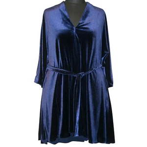 MAT FASHION tunica velluto 50 52 (L) blu scuro al ginocchio maniche a 3/4 - Foto 1 di 2