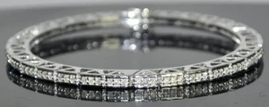 1.82ct Natural Round Diamond 14K White Gold Anniversary Wedding Bracelet - Picture 1 of 14
