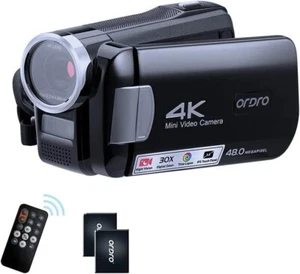 ORDRO 4K Camcorder IR Night Vision 1080P 60FPS Vlog Camera Touchscreen Remote - Picture 1 of 6