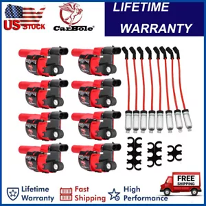 8Pack Round Ignition Coil Spark Wires Kit For GMC Chevy Silverado 1500 5.3L 6.2L - Picture 1 of 16