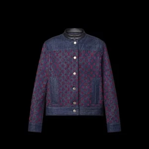 LOUIS VUITTON FLOCKED MONOGRAM DENIM JACKET NAYV AND RED 1ABSRQ SIZE 34 - Picture 1 of 4