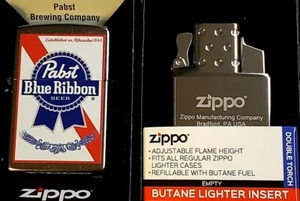 ZIPPO LIGHTER Pabst Blue Ribbon PBR Zippo Butane Insert Double RARE - Picture 1 of 5