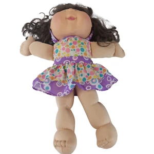 Vintage Cabbage Patch Kids Doll with Curly Brown Hair and Polka Dot Dress - Picture 1 of 8