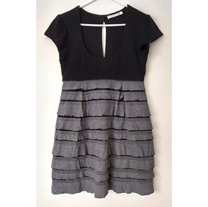 Vintage Black & Grey High Waist Dress by Erase 14 L Tassel Fringed Scoop neck - Picture 1 of 6