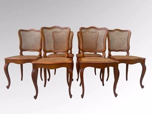 Original French Set Of Six Louis Style Cane Dining Chairs - Picture 1 of 15