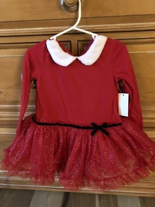 Christmas Baby Girl Santa Claus Red Sparkle Tutu Dress Black Bow 2T NWT! - Picture 1 of 6