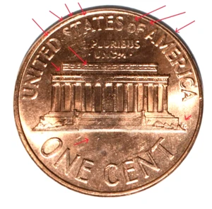 1967 No Mint P Lincoln Cent Multi Error Strike Through, Rim Brilliant Red - Picture 1 of 15