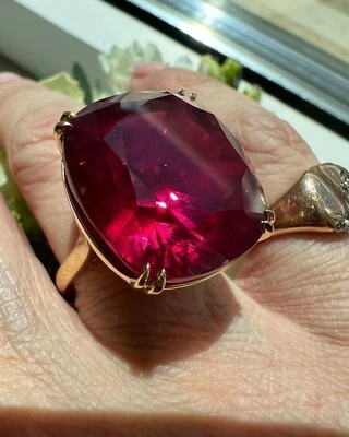 Anillo de compromiso de piedras preciosas de rubí natural de 5,10 quilates corte cojín de oro amarillo de 14 quilates 6 7 Foto 1 de 4