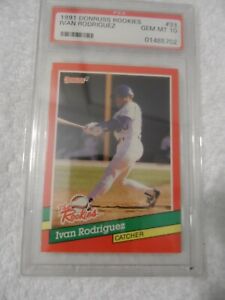 1991 Donruss Rookies Ivan Rodriguez Rookie RC #33 Rangers HOF PSA 10 GEM MINT 