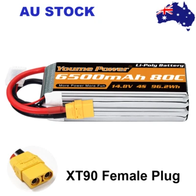 Youme 4S 14.8V 6500mAh 80C XT90 LiPo Battery for RC Airplane Truck Drone Boat - image 1 of 4