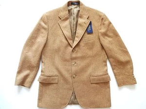 New Ralph Lauren Polo Italy 100% Wool Printed Beige Sport Coat Jacket sz 40 Reg - Picture 1 of 7