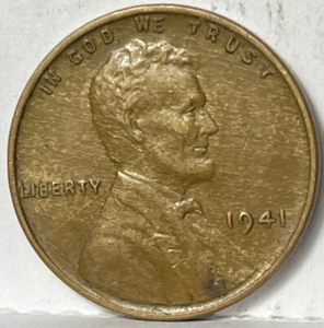 1941 Lincoln Wheat Cent Woody Wood Grain Improper Alloy Mix Error Unique Coin - Picture 1 of 4