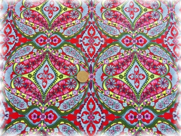 Marie Popeline rot Baumwolle Webware Stenzo Blumen und Ornamente 50 cm - Bild 1 von 1