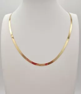9ct Yellow Gold 375 Flat Herringbone Necklace - 51cm/20" - 2.8mm - UK Hallmark - Picture 1 of 4
