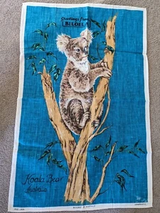 Vintage Koala Linen Teatowel Greetings From Biloela - Foto 1 di 4