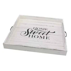 Stonebriar Collection White Wooden Decorative Tray - Picture 1 of 9