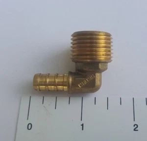 1 PIECE 3/8" PEX X 1/2" MALE NPT MALE ELBOW, CRIMP FITTINGS, LEAD FREE BRASS - Picture 1 of 5