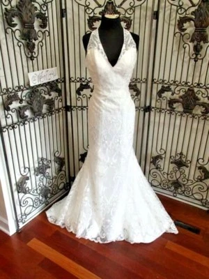 1286W  MOONLIGHT SZ 12   IVORY J6544 $1555 MERMAID LACE  WEDDING GOWN DRESS  - Image 1 of 4