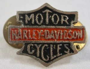 Harley Davidson Motorcycles Pinback Button Orange Black Metal Butterfly Clutch O - Picture 1 of 2