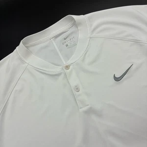 Nike Dri Fit Blade Collar Polo Shirt Mens XXL 2XL White Standard Golf - Picture 1 of 14
